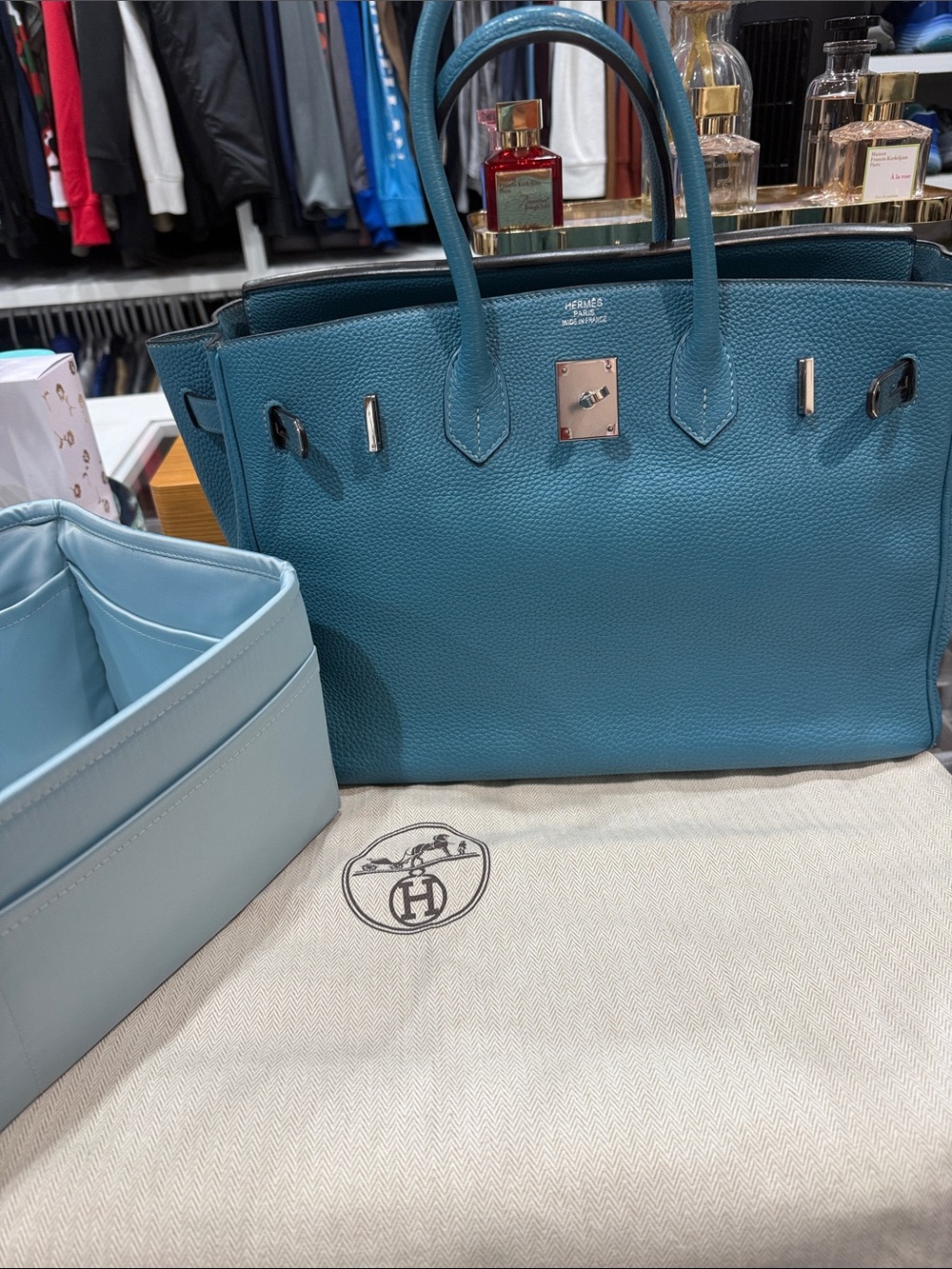Authentic Hermes Togo Birkin 35 Blue Jean